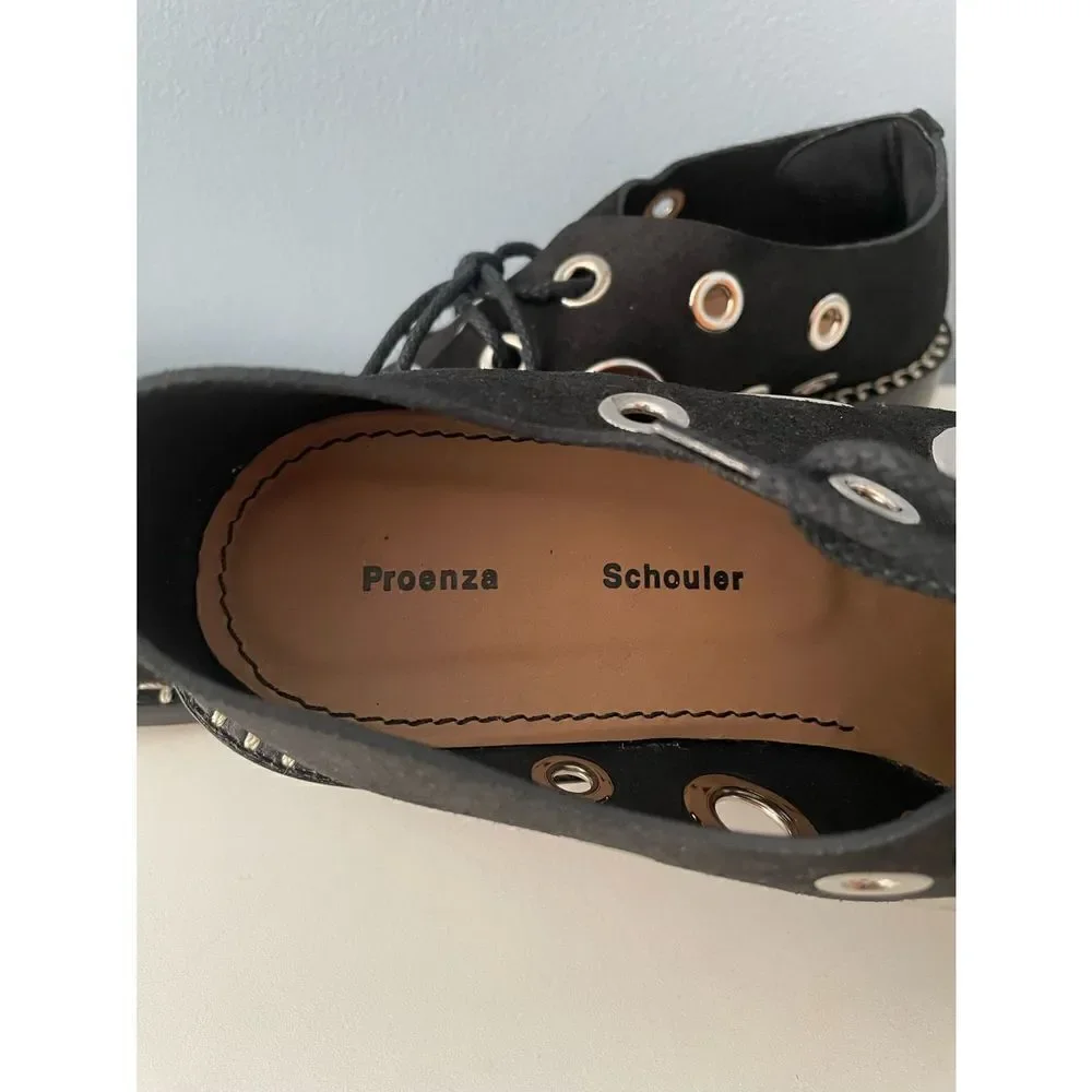 Proenza Schouler Circle Grommet Black Suede shoes 37 1/2
